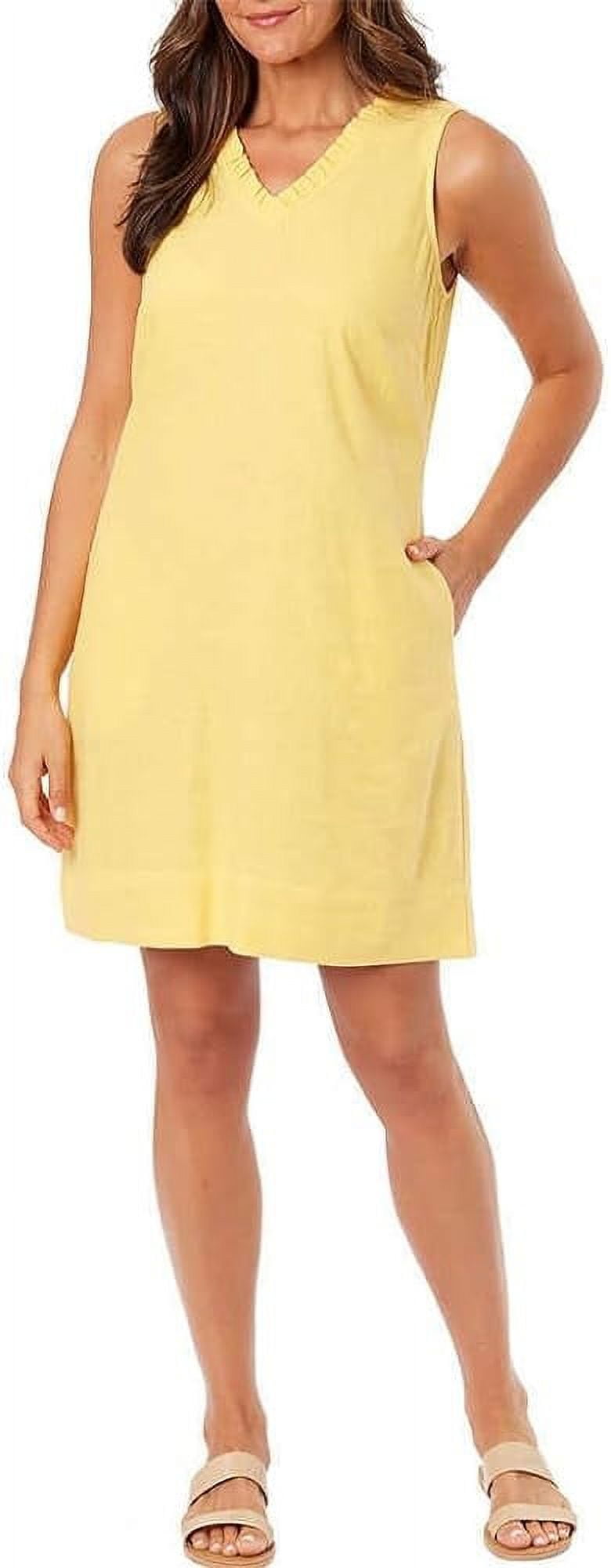 Briggs Women's Linen Blend Sleeveless Dress, Yellow, XL - Walmart.com