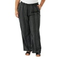 thumbnail image 1 of Briggs Women's Plus Size Linen Blend Pull On Pant (Black Stripe, 3X), 1 of 4