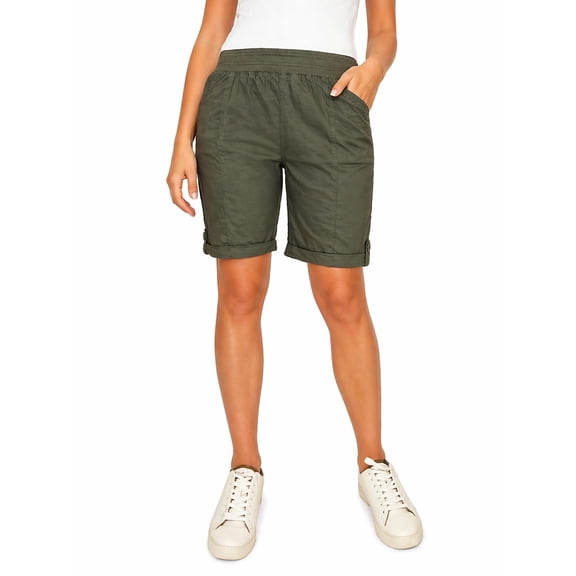 Briggs Women's Pull-On Bermuda Short with Pockets (US, Alpha, X-Large, Regular, Regular, Green)