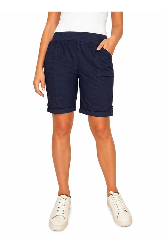 Women's Pull-On Bermuda Short with Pockets (US, Alpha, XX-Large, Regular, Regular, Navy (Blue))
