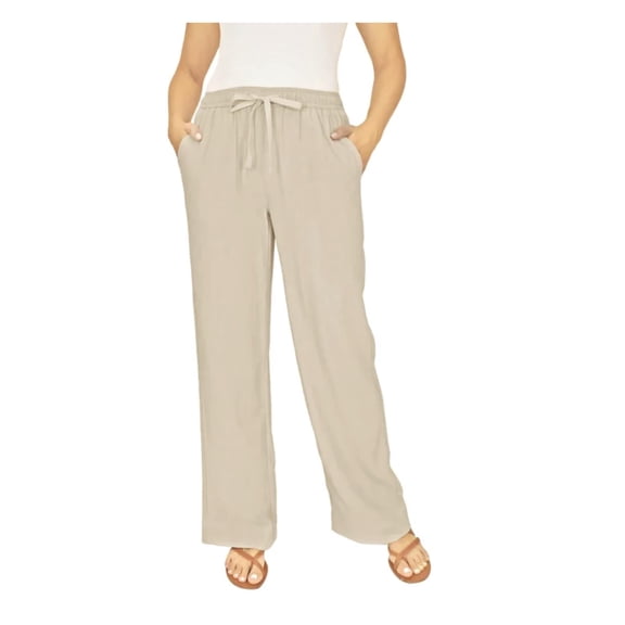 Briggs Women's Pull-On Linen Blend Pant, Tan, Large