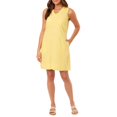 thumbnail image 1 of Briggs Women's Ruffle Trim V-Neck Linen Blend Side Pockets Mini Dress-Yellow / S, 1 of 5