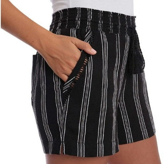 Briggs Women's Shorts Size S Linen Blend Black/White Multi