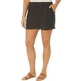 thumbnail image 1 of Briggs Women's Smoked Elastic Waist Linen Blend Pull-On Shorts (Black, XL), 1 of 2