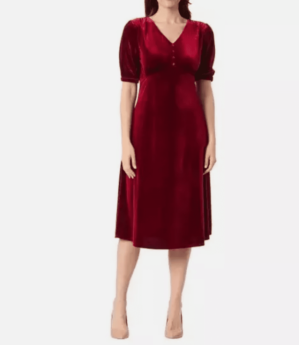 Briggs Women's Velvet Pockets Soft Dress, Dark Red, Medium