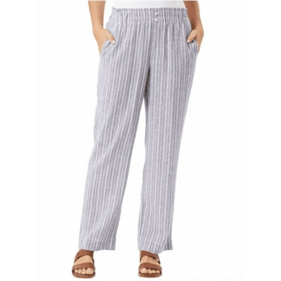 Briggs Womens' Linen Blend Pant (Blue Stripe, XL)