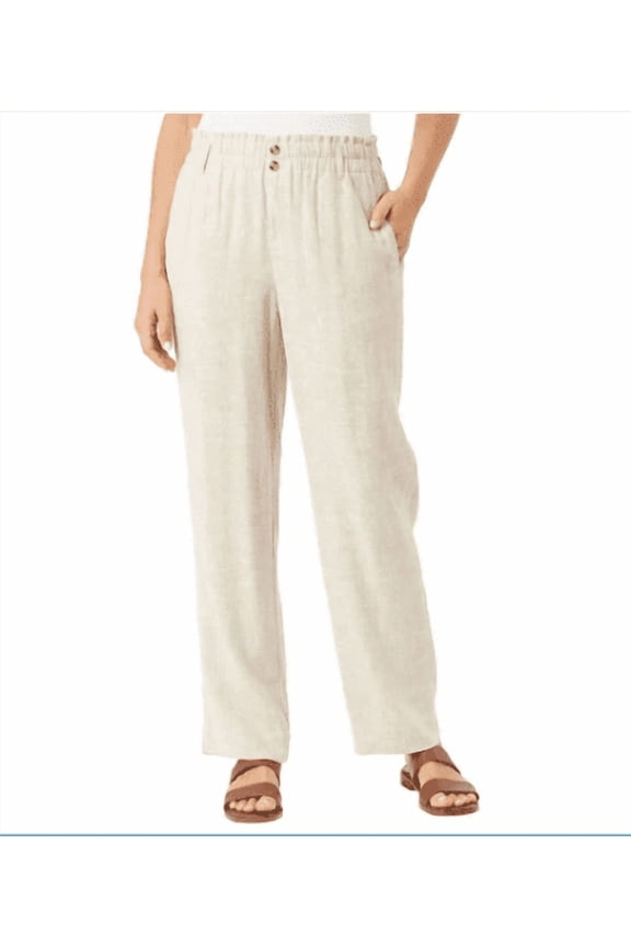 Womens' Linen Blend Pant (Tan, Medium)