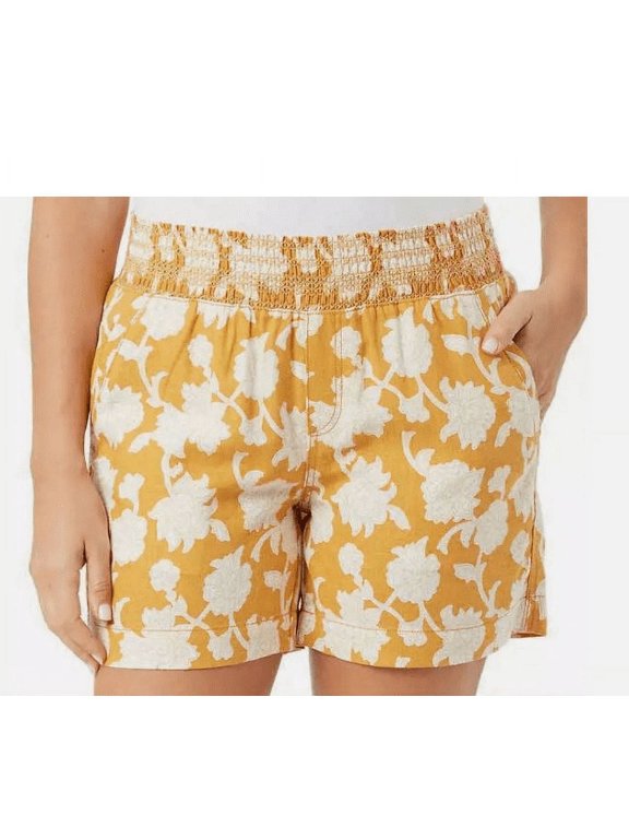 Womens Linen Blend Pull On Short Orange Medium