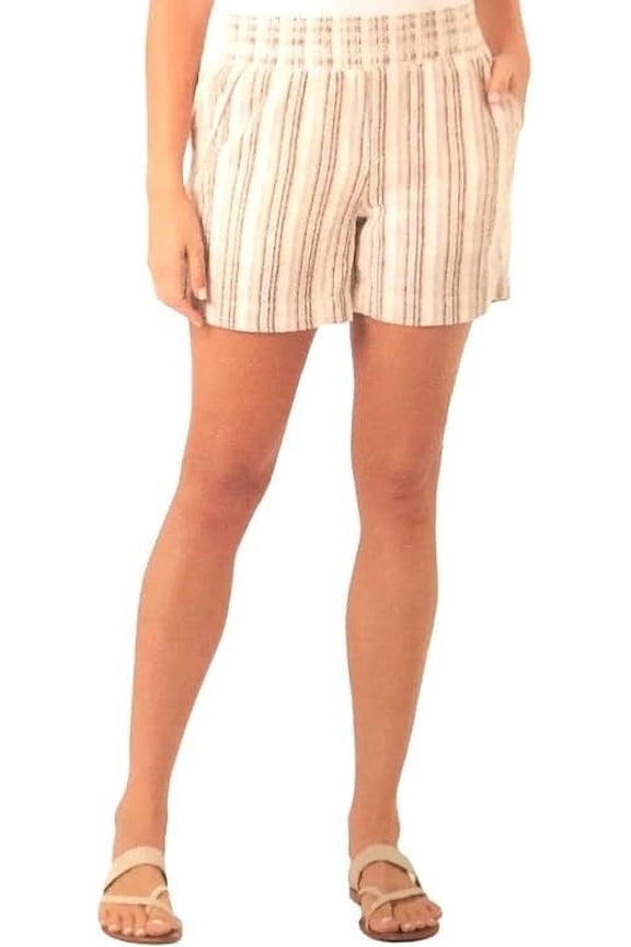 Womens Linen Blend Short Tan Medium