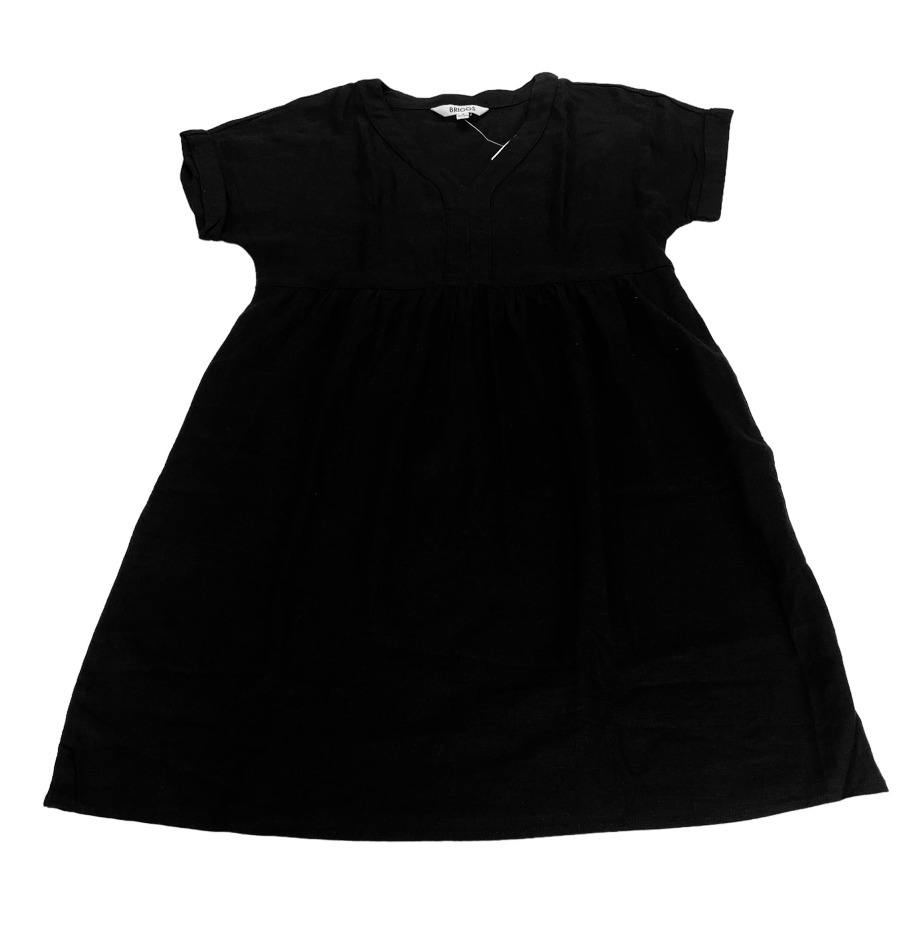 briggs women's linen dress Briggs Women's Ruffle Trim V-Neck Linen Blend Side Pockets Mini Dress