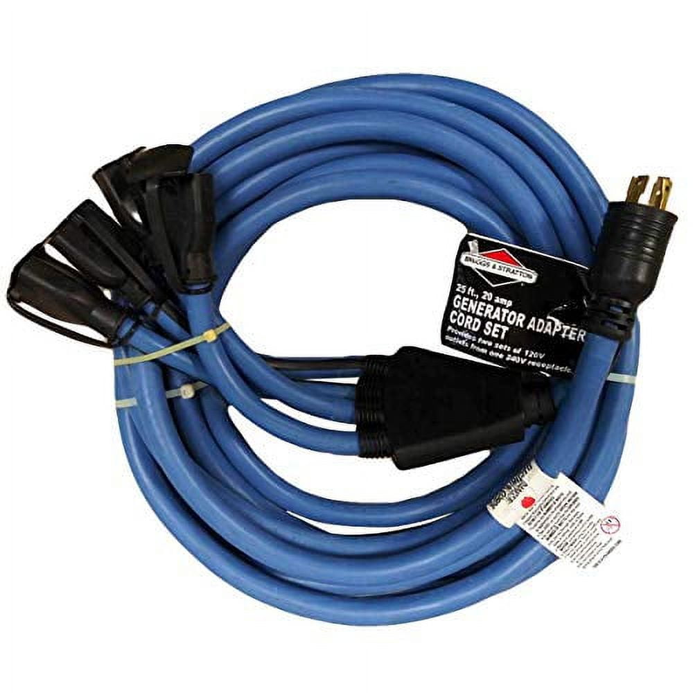 25-Foot Blue Heavy Duty Generator Adapter Power Cord with 4 Outlets