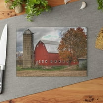 U R There Photography Brigham Road Red Rustic Farmhouse Tempered-Glass Cutting Board 8"x 11"
