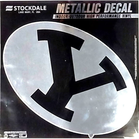 Brigham Young University Cougars BYU 6 Inch Decal Sticker, Metallic Chrome Shimmer Design