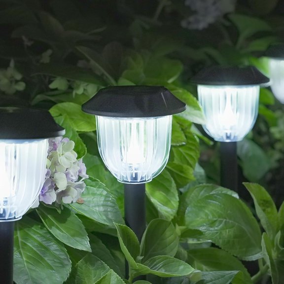Bright 10 Pack Solar Lights Outdoor Waterproof IP65,LED Sola Pathway Lights for Outside,Landscape Path Lighting,Garden Decor for Yard,Patio,Landscape,Walkway,Sidewalk,Driveway,Lawn (Cold White)