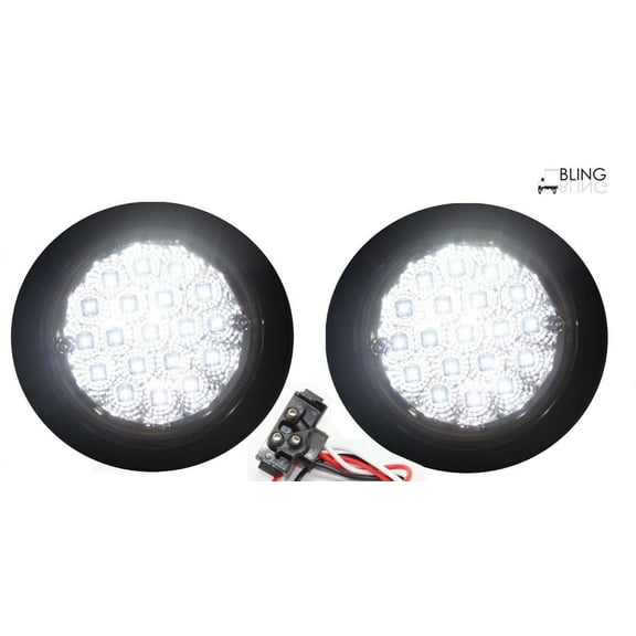 Bright 2 LED 4" Round Back-up Reverse Fog White Light with Grommet Plug Kit Truck Trailer