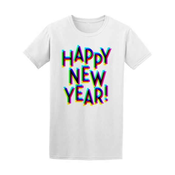Bright 3d Effect Happy New Year T-Shirt Men -Image by Shutterstock, Male XX-Large