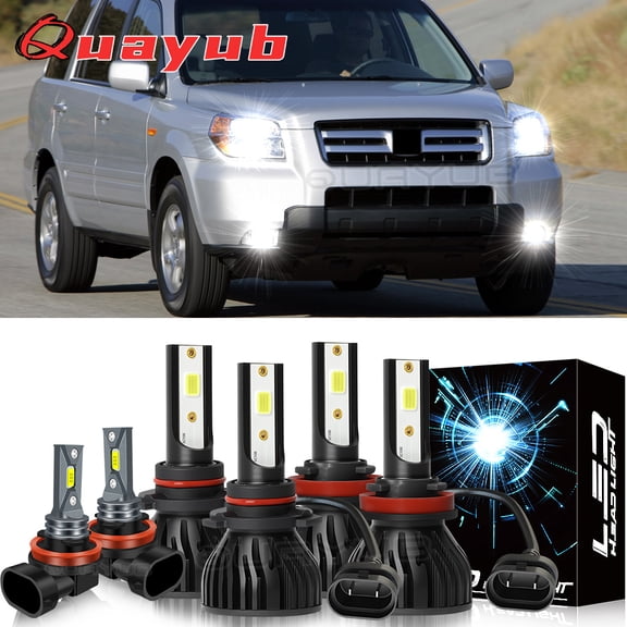 Bright 6000k Quayub Bulbs For Honda Pilot 2006-2018 Combo LED Headlight High Low Fog Light Bulbs Kit