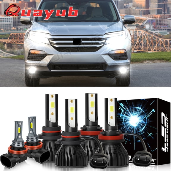 Bright 6000k Quayub Bulbs For Honda Pilot Sport Utility 2006-2018 6x LED Headlight + Fog Light Bulbs Kit