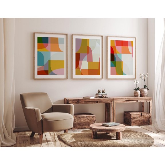 Bright Abstract Art Prints Home Decor Office Wall Art Set 3