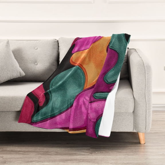 Bright Abstract Shapes Throw Blanket 60" x 90" Soft and Warm Blankets for Couch Sofa and Bed