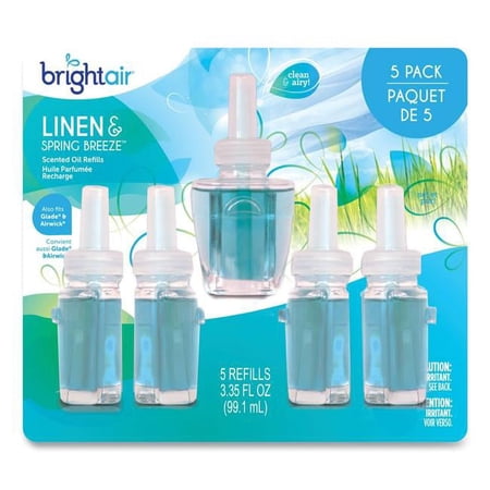 Bright Air  0.67 oz Electric Scented Oil Air Freshener Refill Linen & Spring Breeze, Clear