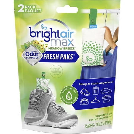 Bright Air Fresh Pak Sachets - Meadow Breeze - 2 / Pack - Odor Neutralizer, Phthalate-free, Paraben-free, Formaldehyde-free, NPE-free, BHT Free | Bundle of 10 Packs