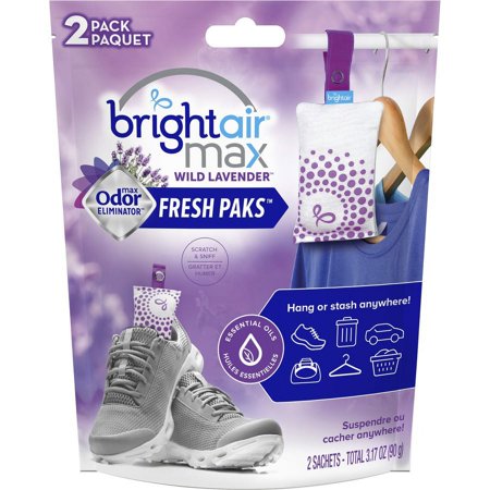 Bright Air Fresh Pak Sachets - Wild Lavender - 2 / Pack - Odor Neutralizer, Phthalate-free, Paraben-free, Formaldehyde-free, NPE-free, BHT Free | Bundle of 5 Packs