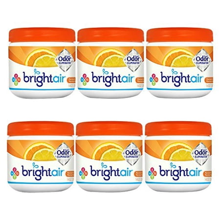 Bright Air 14 oz. Super Odor Eliminator, For Medium-Size Spaces, Mandarin Orange and Fresh Lemon Scent, Case of 6, Air Freshener, Natural Essential Oils, Lasts Up to 90 Days Each