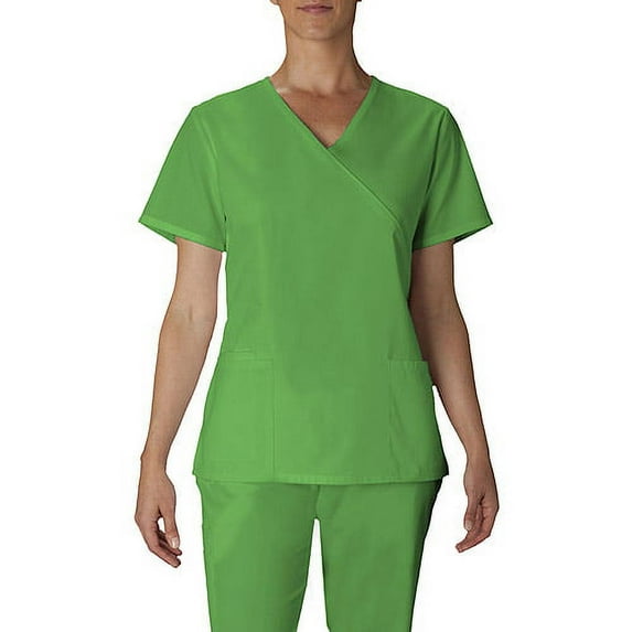 Bright Aloe Mock Wrap Scrub Top