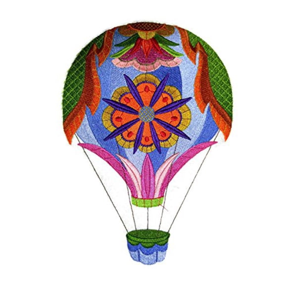 Bright And Bold Jacobean Balloon Embroidered Iron On/Sew patch [8.22" x5.85"]