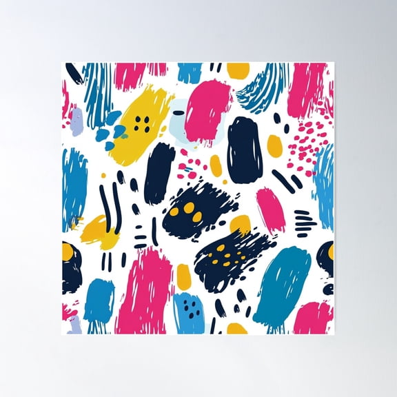 Bright Artistic Line Waves | Seamless Hand-Drawn Pattern Poster Wall Art, Modern Wall Decor For Living Room Bedroom, 24x24 UNFRAMED