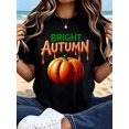 thumbnail image 1 of Bright Autumn, Pumpkin Print, Women's T-Shirt, Fall Season, Gift For Her, 1 of 6