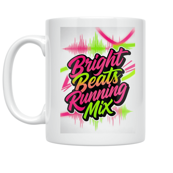 Bright Beats Running Mix - Music Workout Enthusiast - 11 oz Ceramic Coffee Mug