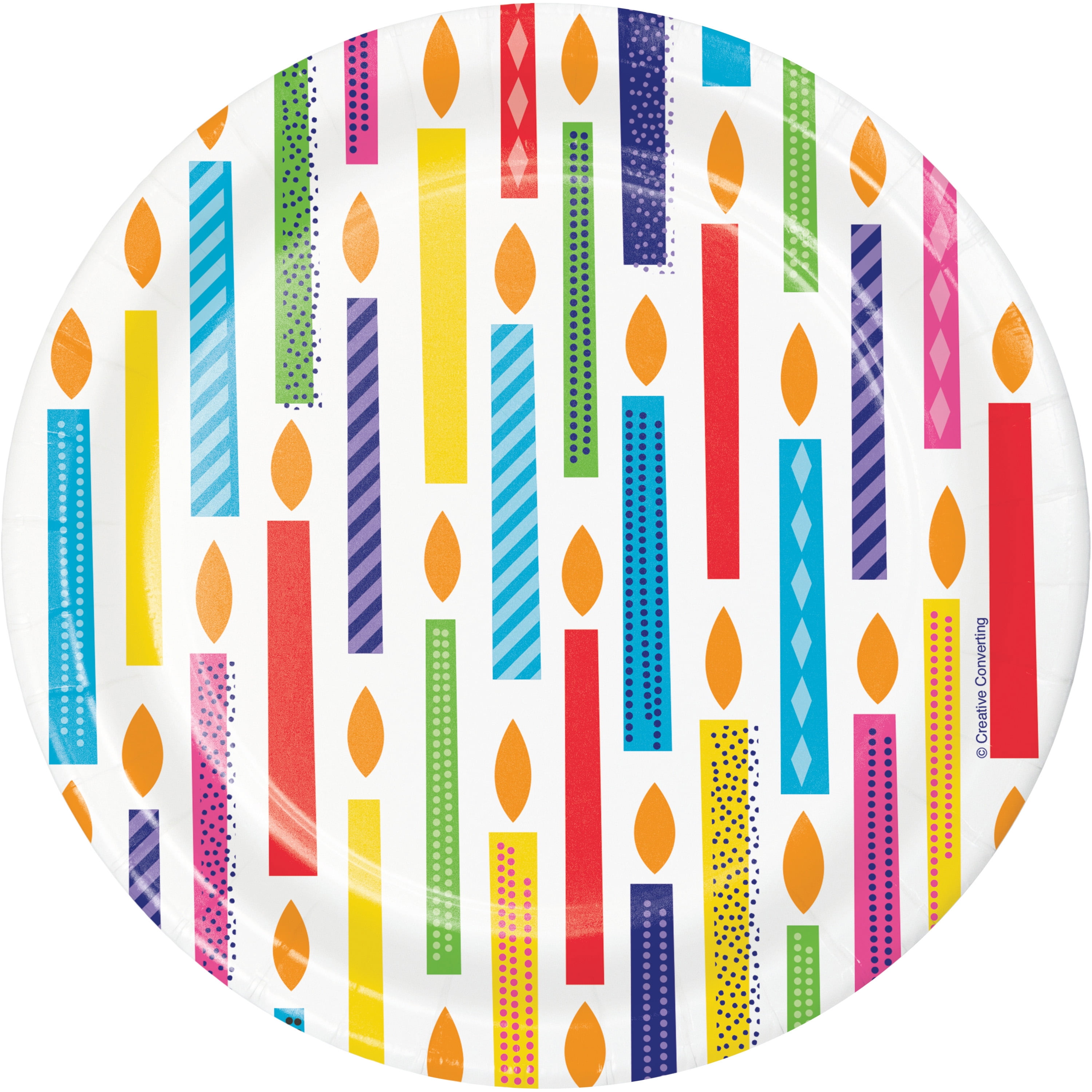 Bright Birthday Round Paper Dessert Plates 24 Count for 24 Guests