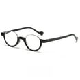 thumbnail image 1 of Bright Black Reversal Half Rimless Reading Glasses 4.0, Fashion Round Presbyopia Glasses for Men and Women, HD Half Moon Spring Hinge Readers +4.00, 1 of 5