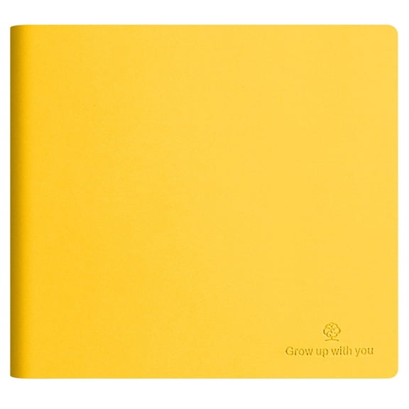 Bright Blank Journal Square Notebook, Thick 200 Pages Unlined PU Leather Cover Diary, Aesthetic Small Scrapbook Planner, Sunflower Yellow