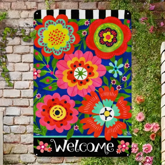 Bright Blooms Spring Metal Sign Floral Primitive 12 x 8 Novelty Sign