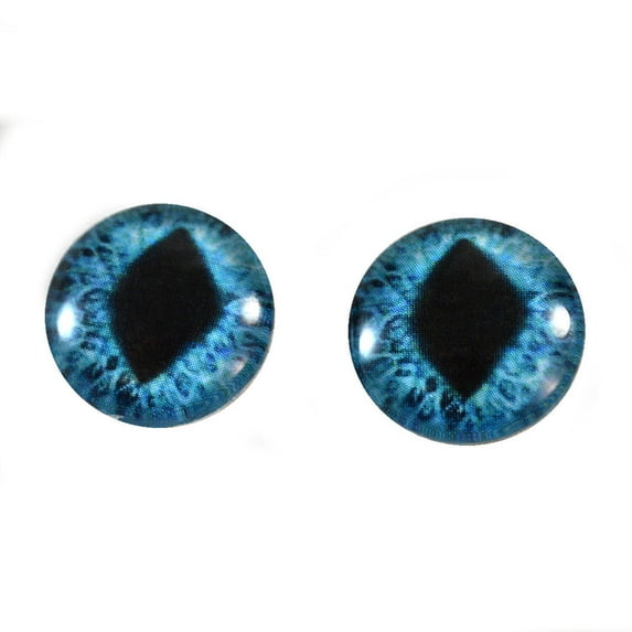 Bright Blue Cat Dragon Glass Eyes