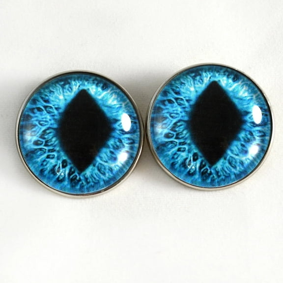 Bright Blue Cat Dragon Sew-On Button Glass Eyes