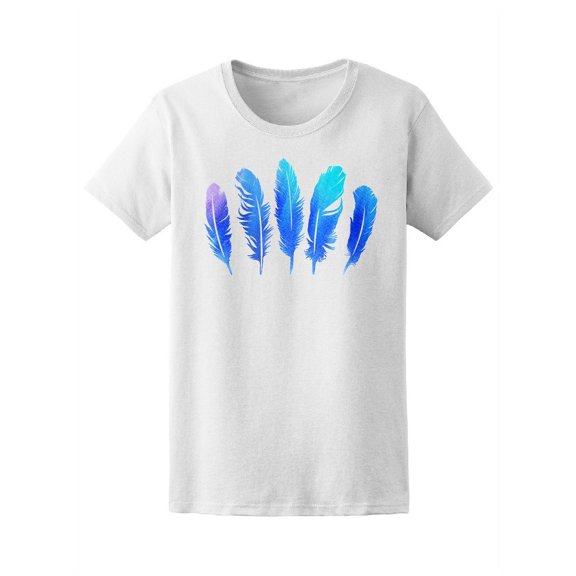 Bright Blue Feather Set T-Shirt Women -Image by Shutterstock, Female Small