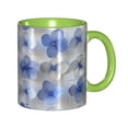 thumbnail image 1 of Bright Blue Flowers Coffee Mug Fun Custom Ceramic Mugs 11oz Green, 1 of 5