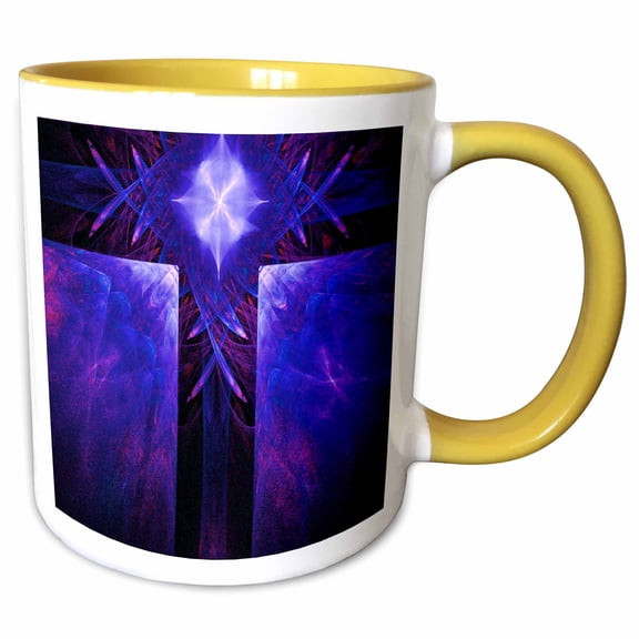 3drose, Bright Blue Heavenly Crossroads, 11oz Two-tone Yellow Mug