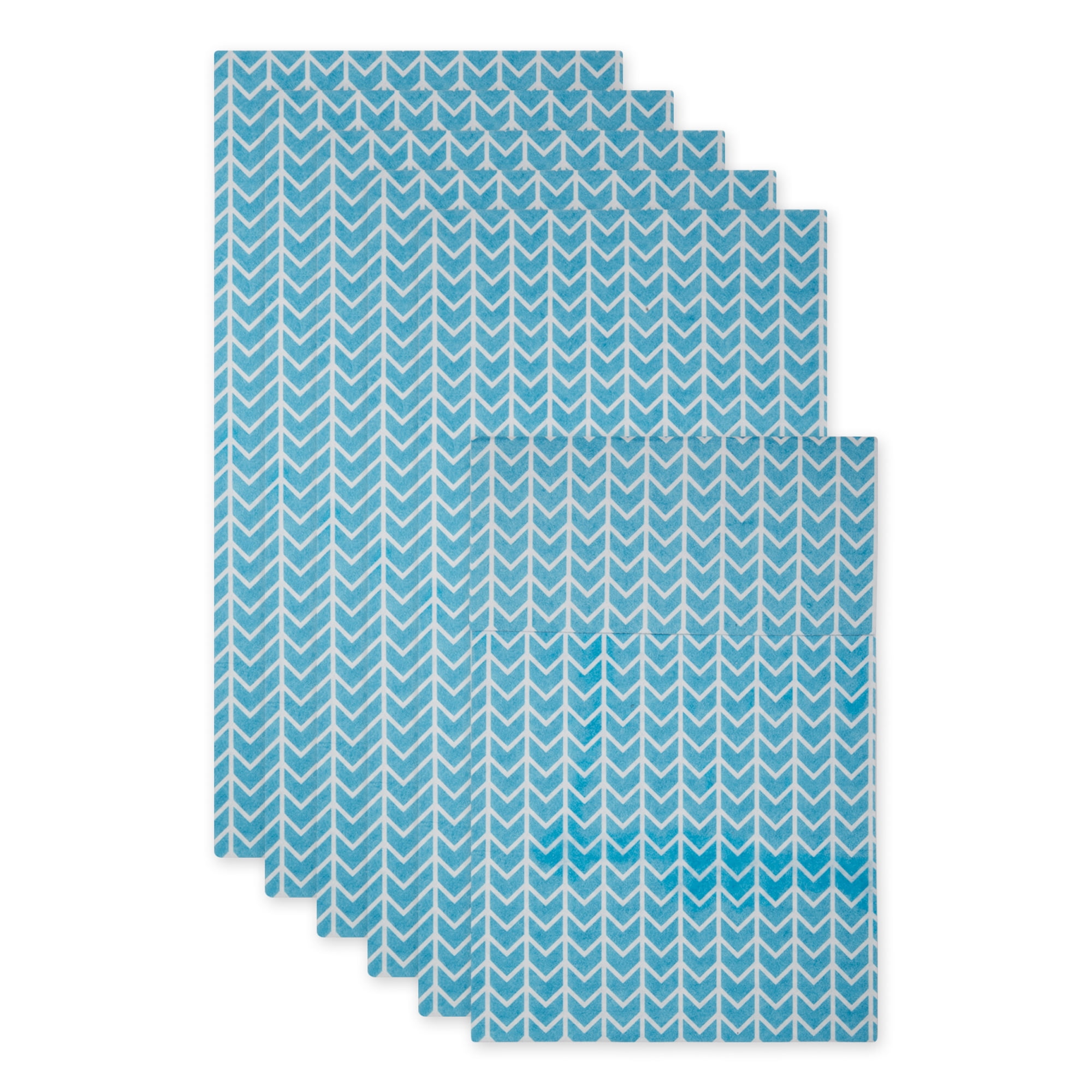 Bright Blue Herringbone Print Fabric Fridge Liners 12x24 Set