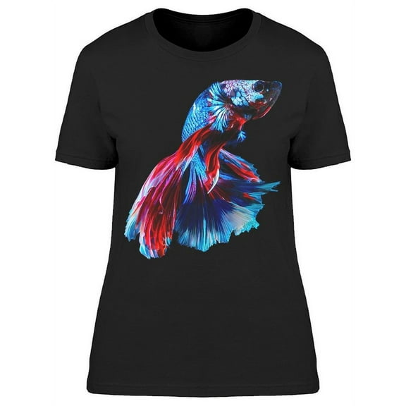 Bright Blue Red Siam Betta T-Shirt Women -Image by Shutterstock, Female Large