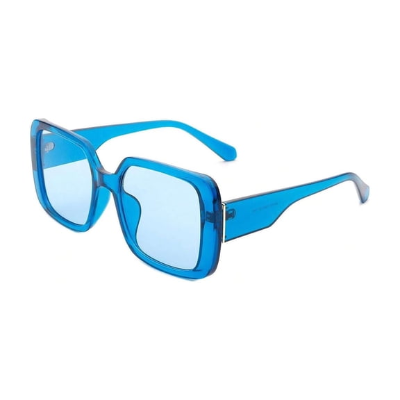 Bright Blue Thick-Frame Square Sunglasses, UV400 Protection Light Blue Lenses, Trendy Fashion Shades for Outdoor Activities