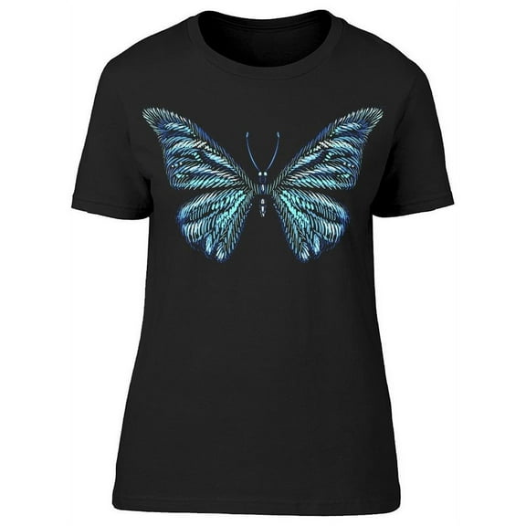 Bright Bluish Butterfly  T-Shirt Women -Image by Shutterstock, Female Small