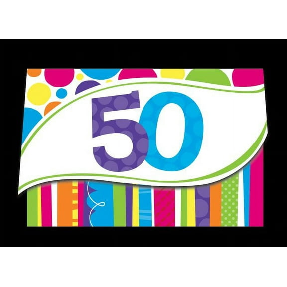 Access Bright And Bold, Invitation, Diecut Gatefold 50th, 8 Ct