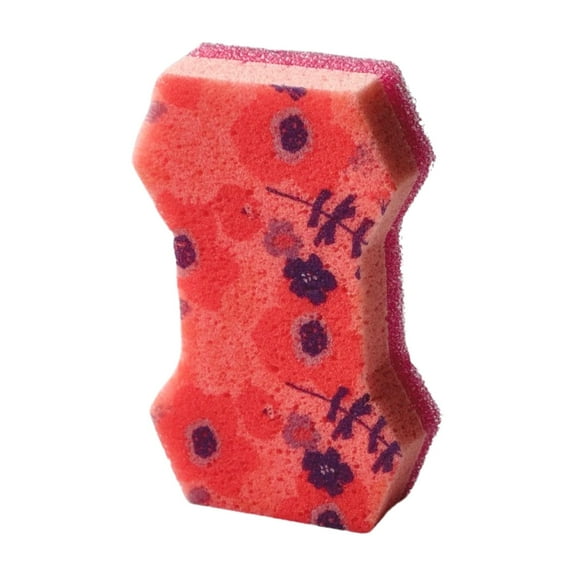 Bright Box Supreme Scrub + Wipe Sponge, 1ct  Posh Pink Floral, Oversized & Antimicrobial