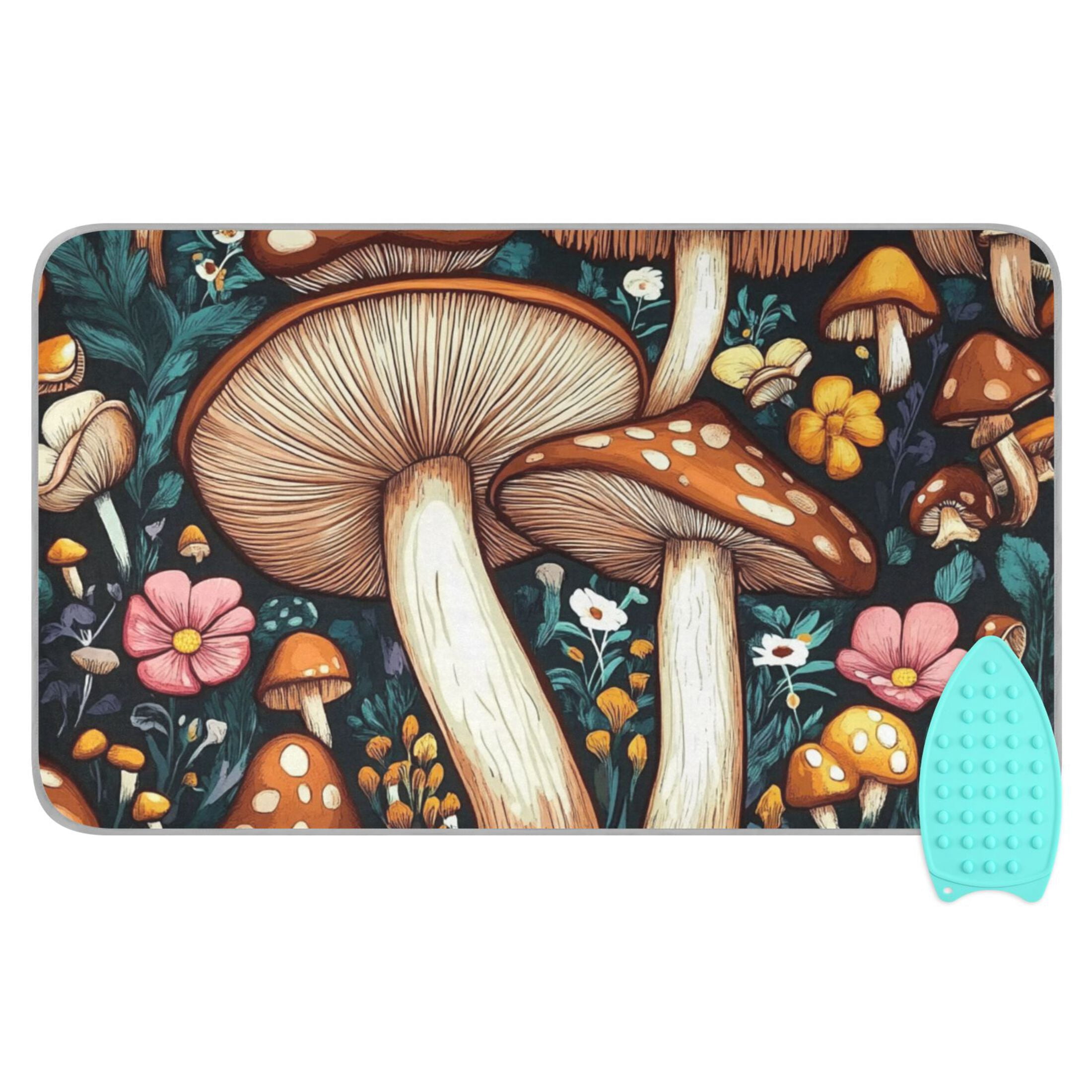 Bright Brown Mushrooms Ironing Mat Blanket for Table Top Travel Portable Ironing Board Pad 47.2x27.6 Inch
