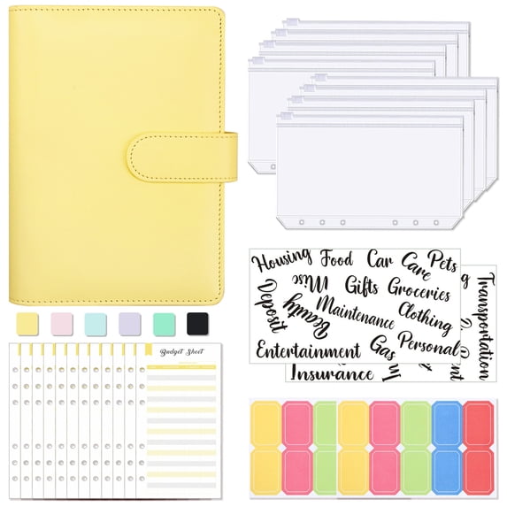Bright Budget Organizer Binder, 5.1" x 7.4", Envelopes, Expense Recording Pages, Ideal for Cash Flow Management, Savings Goals, Personal Financial Planning for Home, Workplace Use